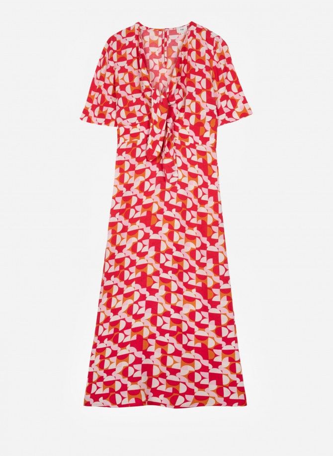 MORITZ printed midi dress with tie  - 4