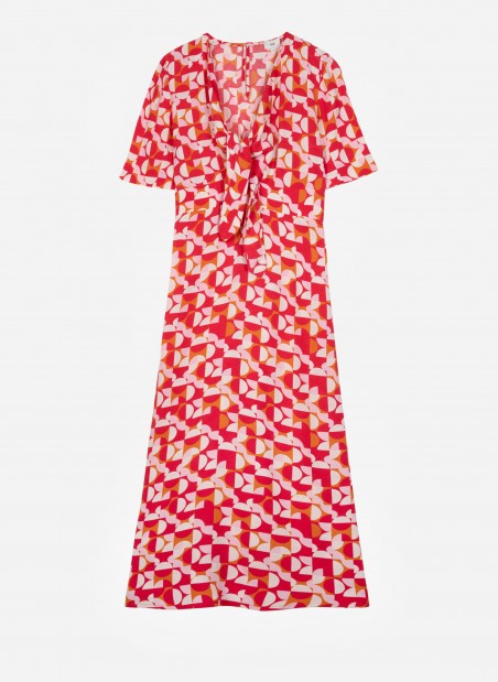 MORITZ printed midi dress with tie  - 4