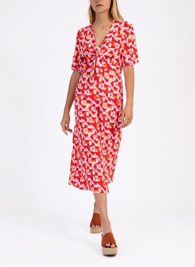 MORITZ printed midi dress with tie  - 1