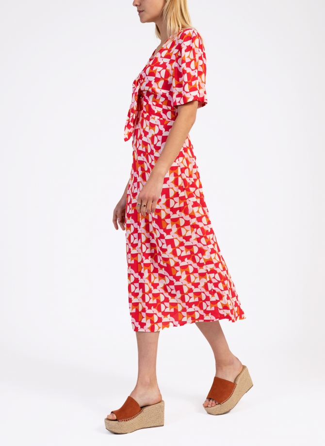 MORITZ printed midi dress with tie  - 13