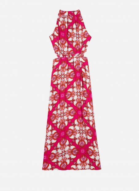 Printed low-cut midi dress MEMA  - 3