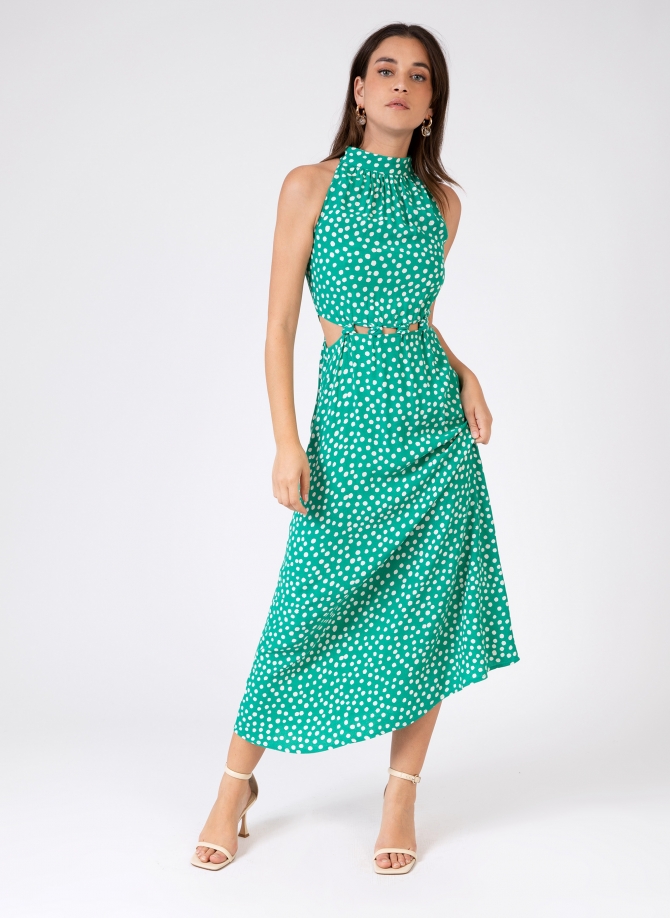 Printed low-cut midi dress MEMA  - 1