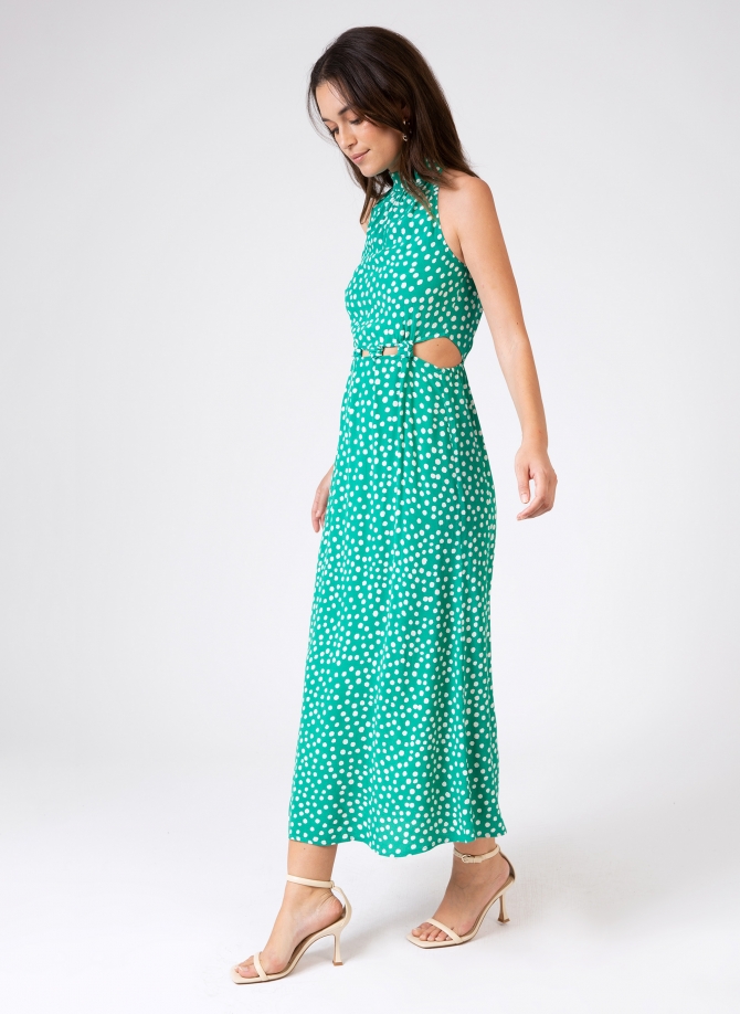 Printed low-cut midi dress MEMA  - 9