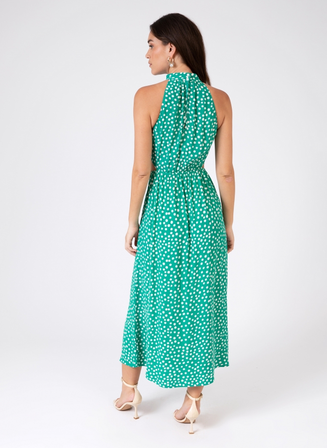 Printed low-cut midi dress MEMA  - 10