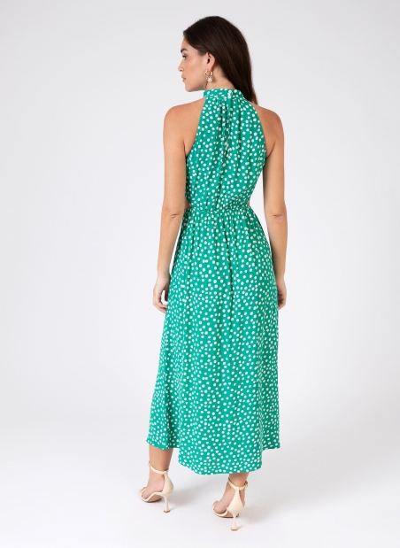 Printed low-cut midi dress MEMA  - 10