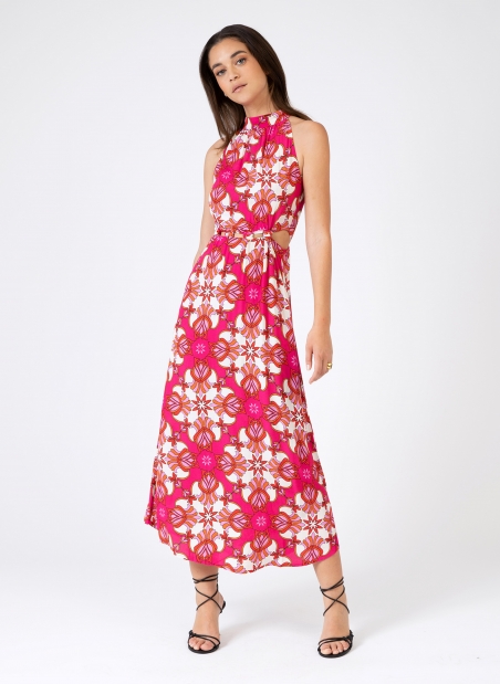 Printed low-cut midi dress MEMA  - 12