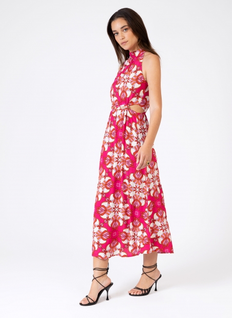 Printed low-cut midi dress MEMA  - 14