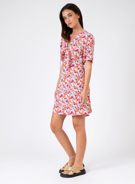 MORITZA printed short dress with tie  - 8