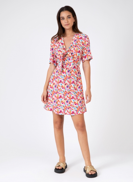 MORITZA printed short dress with tie  - 6