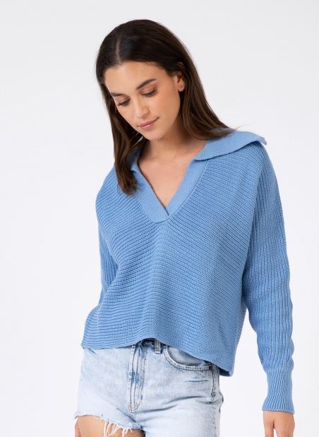 Pull en maille col vareuse VECOULY Ange - 21