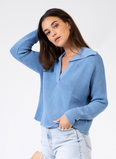 Pull en maille col vareuse VECOULY Ange - 23