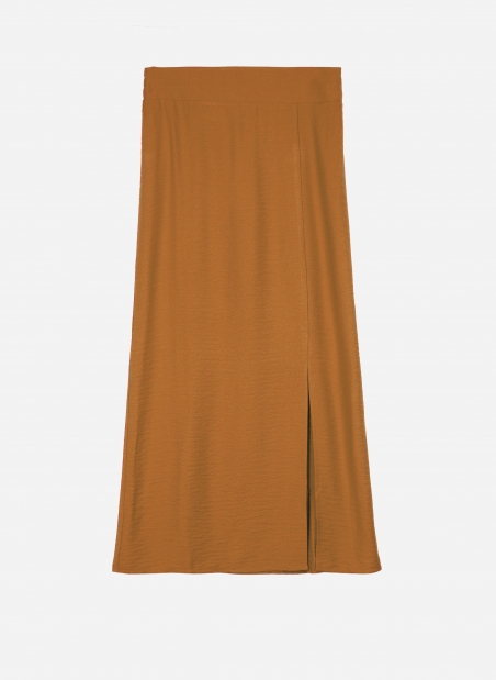 GINNIA long slit skirt in plain fabric  - 3