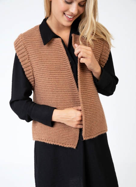 Cardigan sans manches en maille LEGRINGOU  - 11