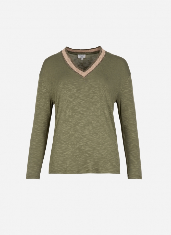 Long-sleeved V-neck T-shirt TONGALOU  - 5