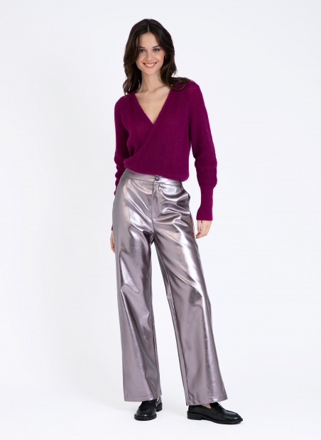 PITTY STRAIGHT-LEG PANTS IN IMITATION LEATHER  - 31