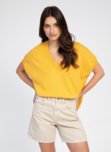 V-NECK SHORT-SLEEVED SWEATER VESUNSET  - 13