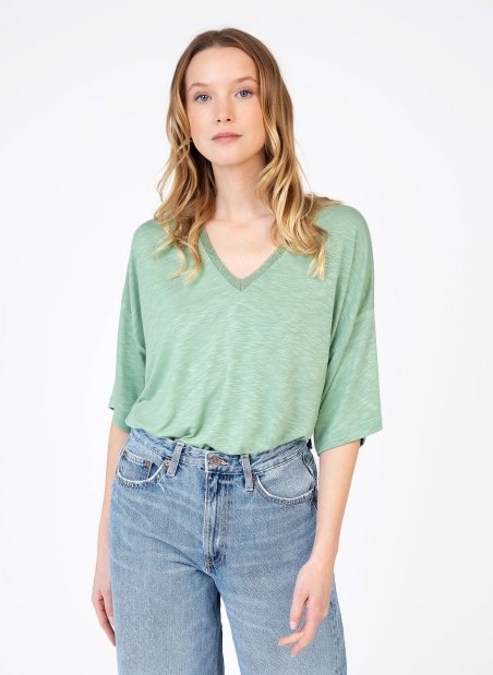 Oversized T-shirt with shiny collar TAYANA