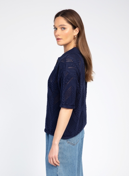 Openwork polo collar sweater VERONA