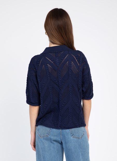 Openwork polo collar sweater VERONA