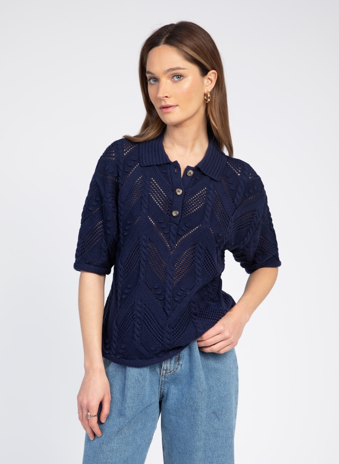 Openwork polo collar sweater VERONA