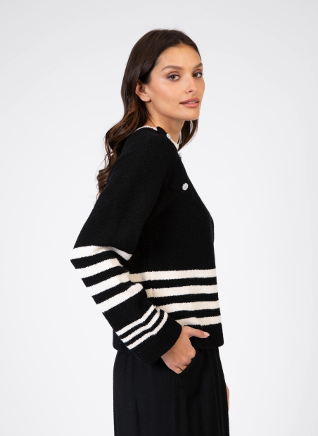 jeweled button sailor sweater VICENZO