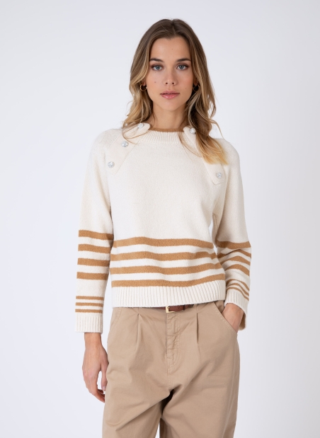 jeweled button sailor sweater VICENZO