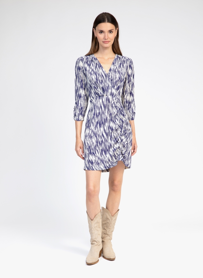 Printed wrap dress in Moroccan crepe MIVANIA