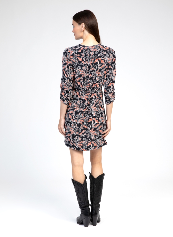 Printed wrap dress in Moroccan crepe MIVANIA