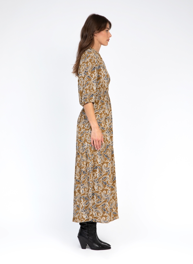 Robe longue imprimée en crêpe marocain MATINA