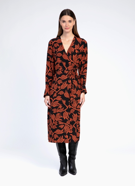 Printed wrap dress in Moroccan crepe MALILA