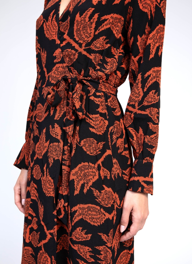 Printed wrap dress in Moroccan crepe MALILA