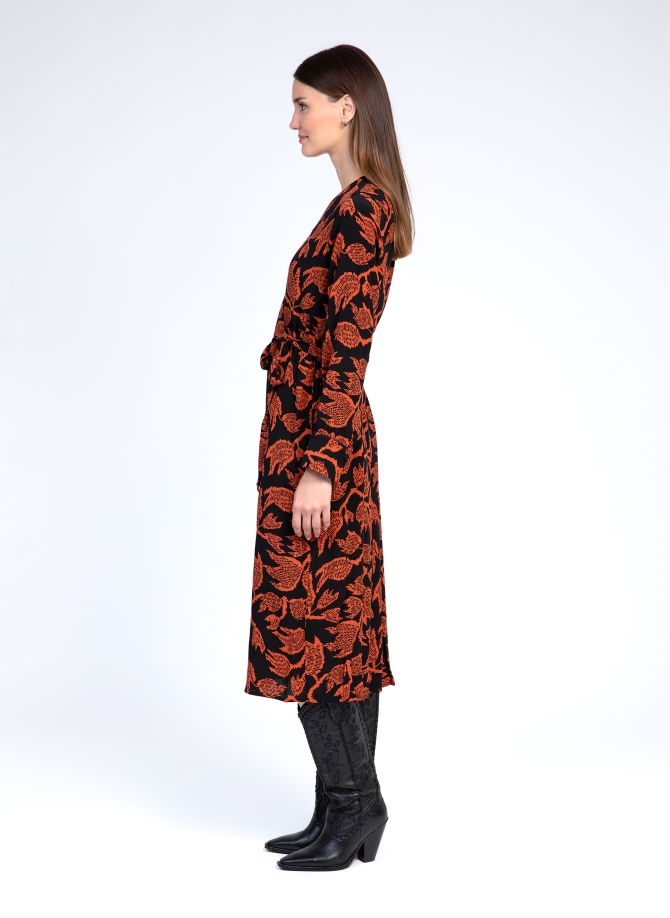 Printed wrap dress in Moroccan crepe MALILA