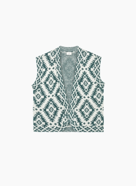 Cardigan sans manche jacquard LETHNIK