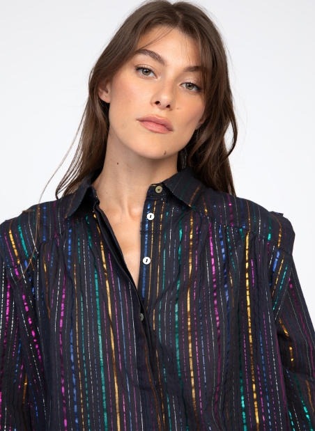 Multicolored and shiny striped shirt SHALOW