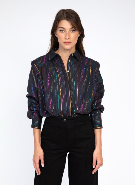 Multicolored and shiny striped shirt SHALOW