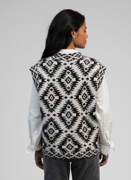 Cardigan sans manche jacquard LETHNIK