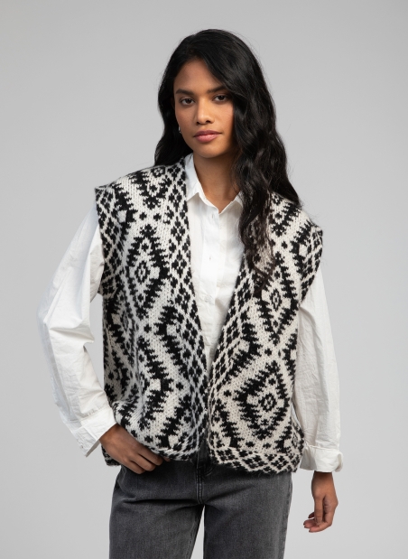 Cardigan sans manche jacquard LETHNIK