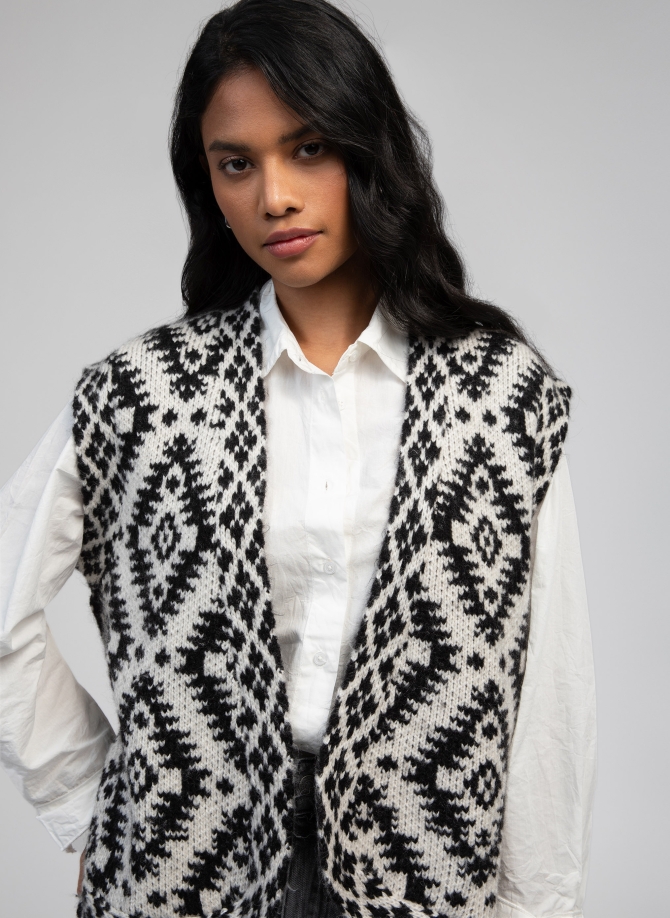 Cardigan sans manche jacquard LETHNIK