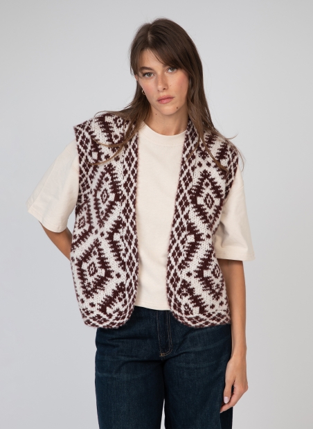 Cardigan sans manche jacquard LETHNIK