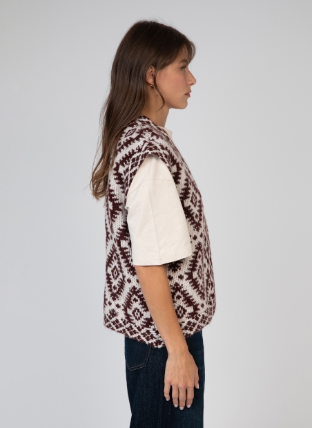 Cardigan sans manche jacquard LETHNIK