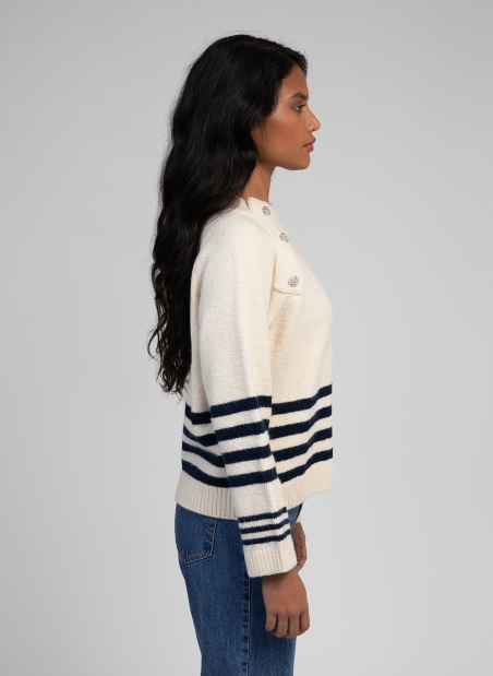 jeweled button sailor sweater VICENZO