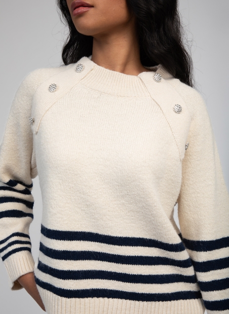 jeweled button sailor sweater VICENZO